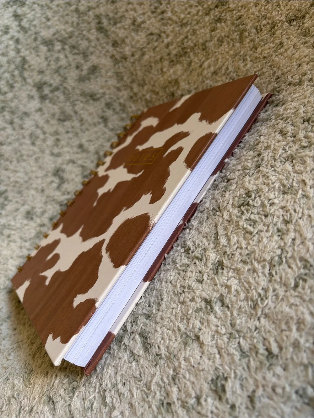Notes Spiral Lined Notebook Journal Brown & White Cowhide Western NWT 250pg